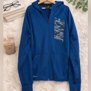 Nike Youth Dri-FIT Zip Hoodie Blue Boys Large Athletic Jacket